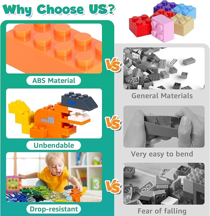 2000 Pieces Building Bricks, Building Bulks Blocks with 1 Packs 24x24 Studs Sticky Plates,400PCS Flowers and Tree/Grassland, Creative Toy Blocks Compatible with All Major Brands 14 Shape/18 Color