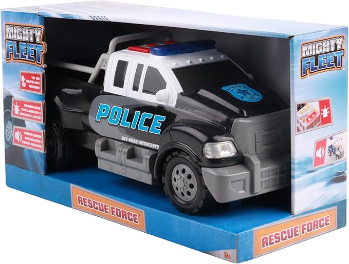 Mighty Fleet Rescue Force 12" Police Pickup Truck Toy with Realistic Lights & Sounds, Durable Construction and Batteries Included, Ages 3+