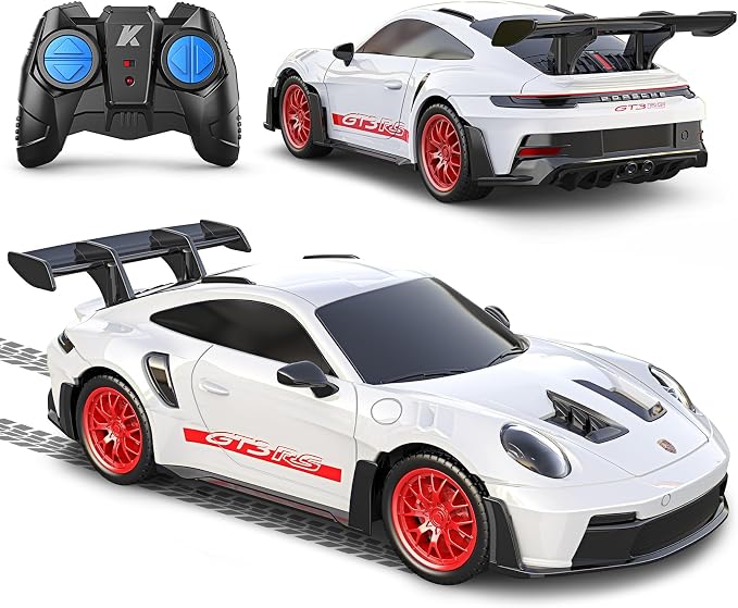 AEROQUEST Porsche Remote Control Car,Officially Licensed Porsche 911 GT3 RS,1:24 Scale Toy Car for Kids,Electric Sport Racing Hobby RC Cars,Birthday Gift for Boys and Girls（White）
