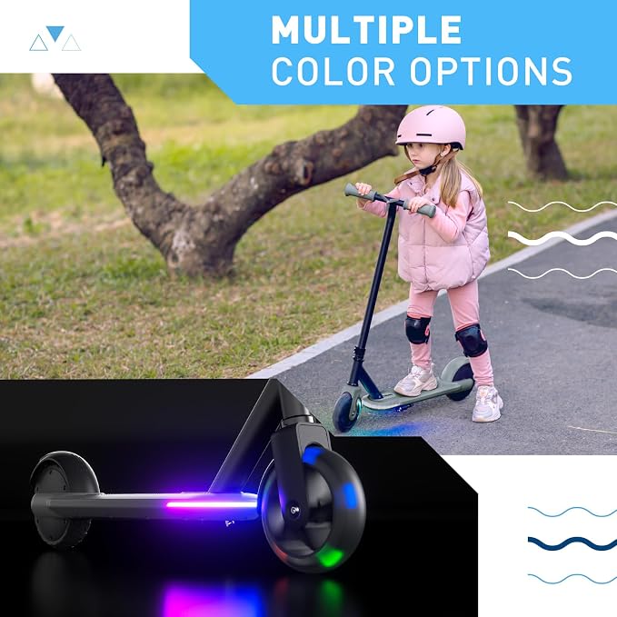 Hiboy ES1 Electric Scooter for Kids Ages 4-10, LED Light-Up Wheels & Side Lights, 5MPH Safe Speed, Easy Control, Safety Kids Scooter, UL Certificate