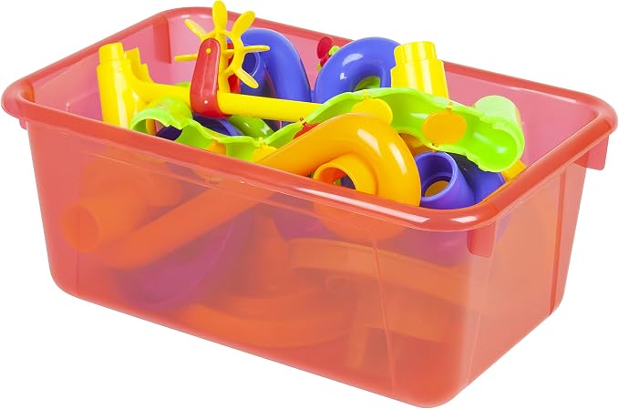 Storex Small Cubby Bins – Plastic Storage Containers for Classroom, 12.2 x 7.8 x 5.1 inches, Assorted Candy, 5-Pack (62490A05C)