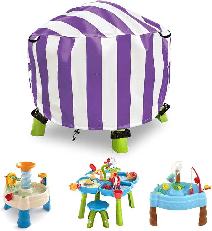 Water Table Cover Spiralin' Seas Waterpark Outdoor Sand Water Play Table Cover 34X34X18 inch-(Cover only)-Purple