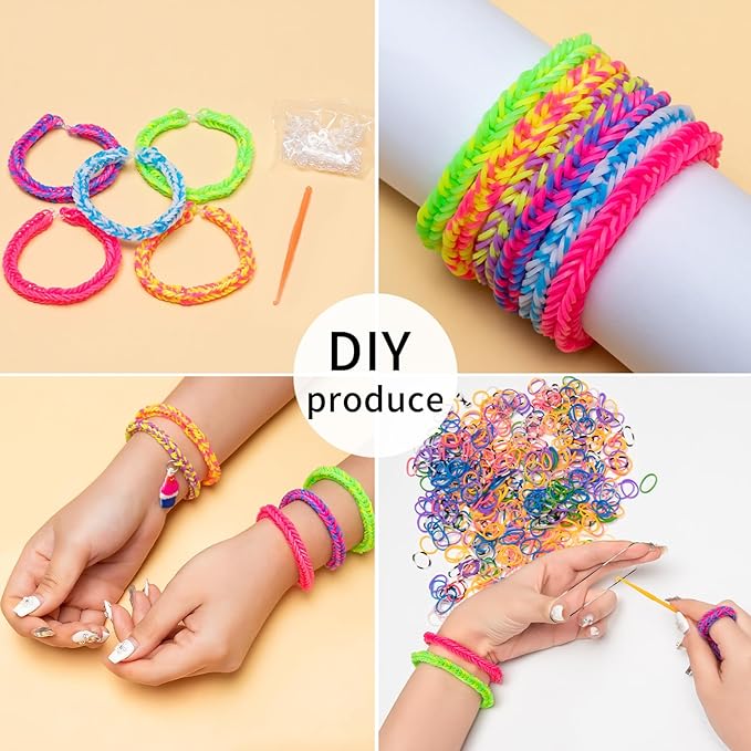 XKDOUS 24 Colors Rubber Band Bracelet Kit, Bracelet Making Kit for Art and Craft, Rubberband Bracelets kit for Kids Ages 6+