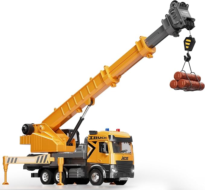 Kids Toys for 3 4 5 6 7 Years Old Boys, Die-cast Construction Toys Set w/Lights & Sounds, 29IN Crane Arm Alloy Engineering Construction Vehicles Truck Toys, Classics Crane Truck Model