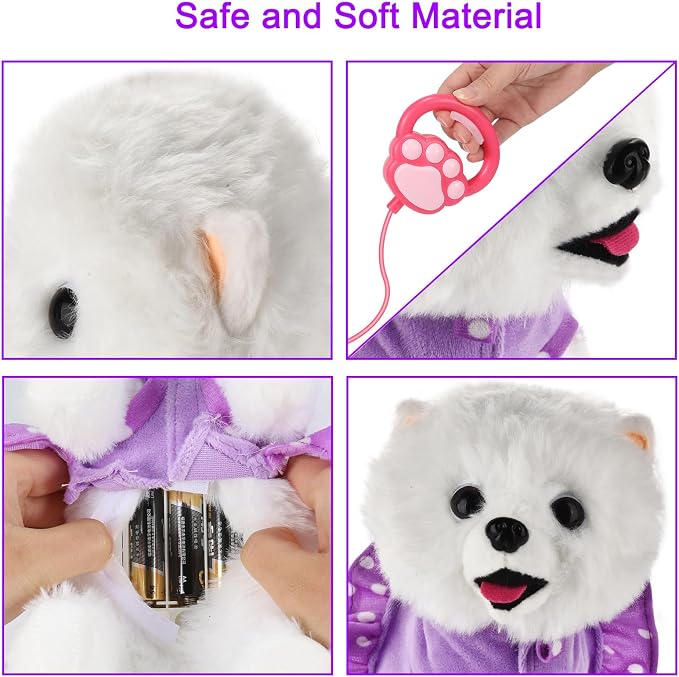 Walking Dog Toy Remote Control, Walking and Barking Robot Dog, Electronic Plush Puppy Toy for Kids Age 3-6, Ideal Gift for Girls(Great Pyrenees)