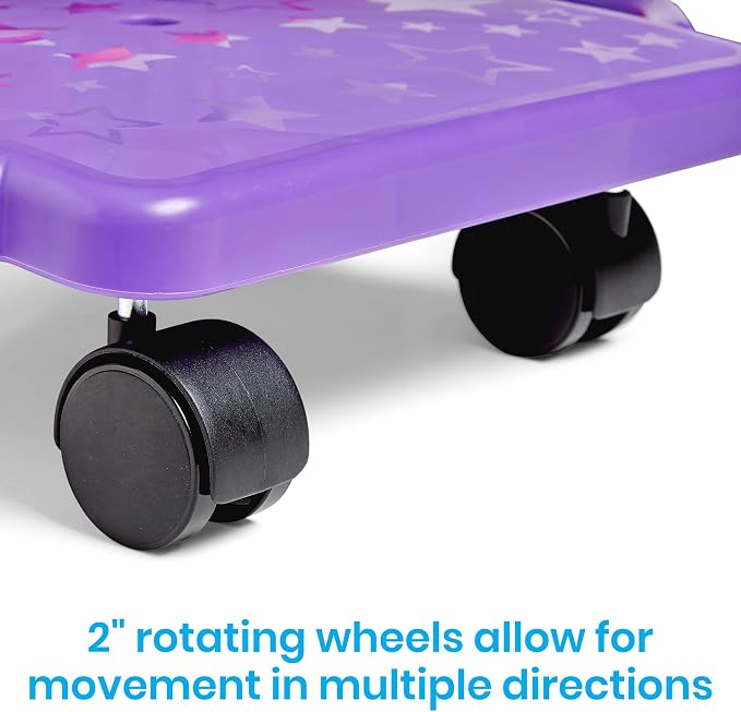 hand2mind Purple Indoor Scooter Board with Handles, Sit Down Floor Scooter, Gym Activities for Kids, Indoor Sport Recess Games, Physical Education Equipment, Gross Motor Toys