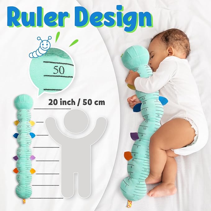 LIGHTDESIRE Baby Toys Musical Caterpillar Infant Toys Plush Stuffed Animals | Sensory Toys with Crinkle and Rattle Baby Teething Toys for Tummy Time Newborn Boys Girls 0 3 6 12 Months Shower Gifts,Blue