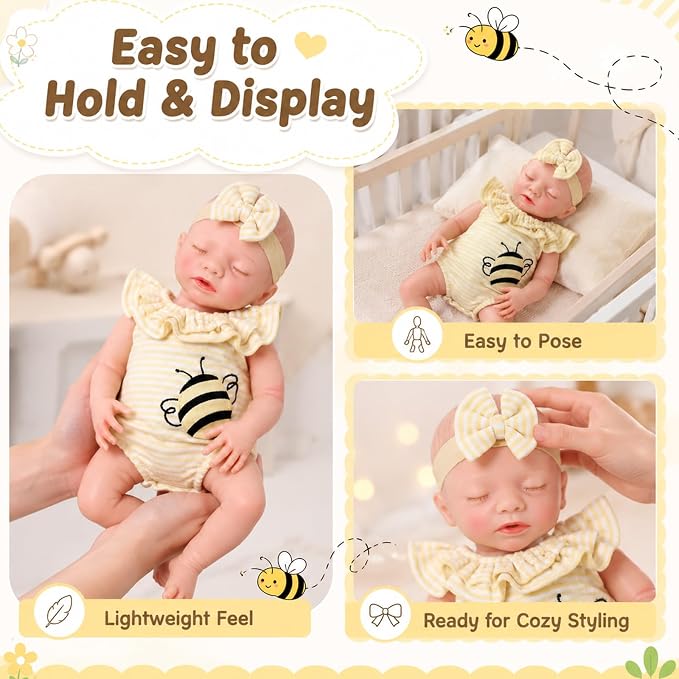 BABESIDE 16 Inch Silicone Baby Doll Weighted 4 Pounds,[NOT Vinyl] Realistic Baby Doll Girl Lifelike Reborn Baby Dolls Silicone Full Body Gift with Accessories for Kids 3+ & Collectors