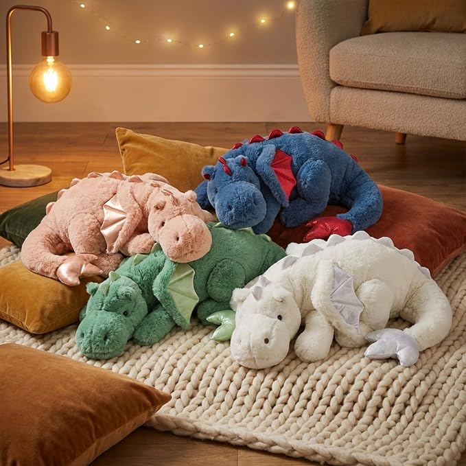 ARELUX Large 36in Cute Dragon Stuffed Animals Plush Toy Soft White Pterosaur Plushie Giant Fuzzy Dinosaur Pillow Plushies with Wings Cuddly for Friends