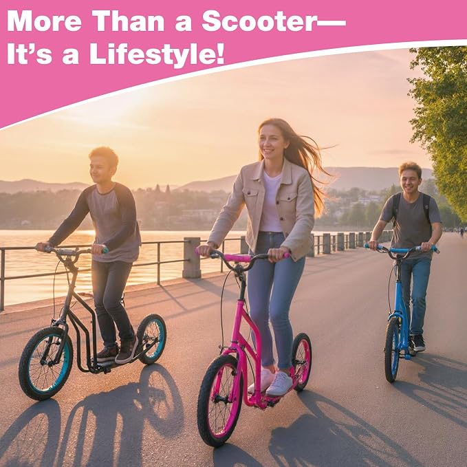Costzon Big Wheels Kick Scooter for Kids 8+, Youth Scooter with Foldable & Height Adjustable Handlebar, Inflatable Shock Absorption Wheels, Dual Brakes for Teens, Adults, Max Load 220 LBS