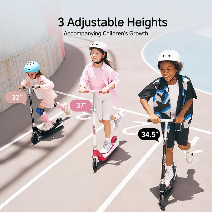iScooter IK3 Serious Electric Scooter for Kids Aged 6-12, 3/6/10MPH Speed, Dual Brake System, 3 Heights (IK3Pro), Magnetic Charging, Colorful Lights, LED Display, 150W Motor Kids Scooter
