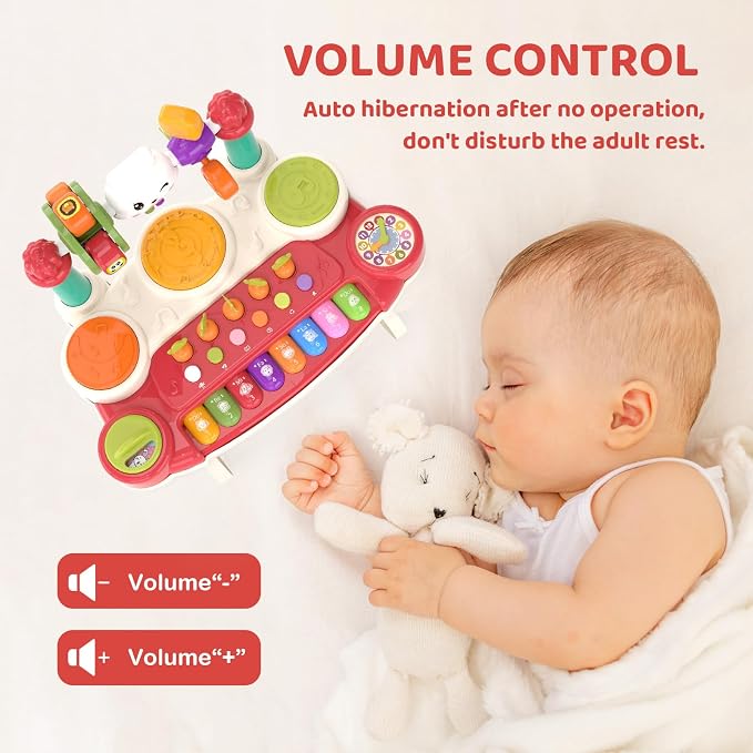 20-in-1 Piano Keyboard Musical Toy Interactive Drum for 1-3, Red | STEM Educational Sensory Toy - Montessori Preschool Electronic Learning Instrument - Toddlers 1st birthday gift