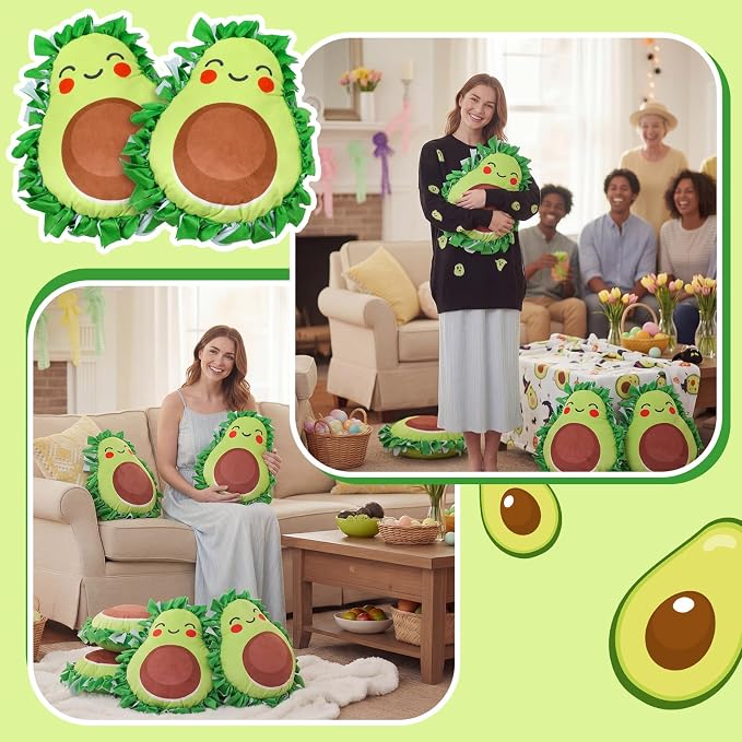 Weysat 6 Sets Avocado Tied Pillow Craft Kit DIY Avocado Shaped Pillow Craft Gifts with PP Cotton for Fruit Theme Halloween Christmas Party Decor Classroom Giveaways