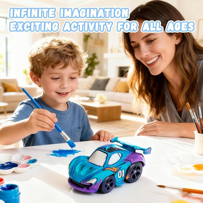 Paint Your Own Car Lamp Kit, Arts and Crafts for Kids Ages 8-12, Arts and Crafts for Kids 4-6, DIY Winged GT Night Light, Painting Kit Birthday Gifts for Girls Boys Ages 3 4 5 6 7 8 9 10 11 12+