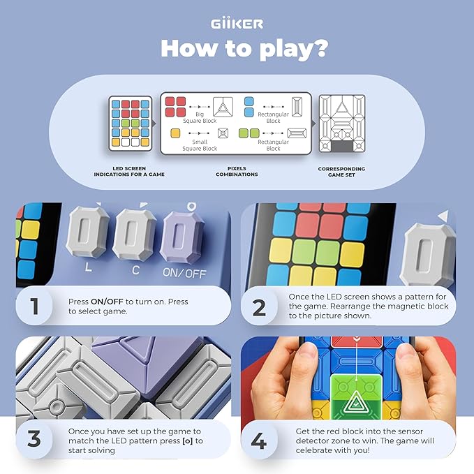 GiiKER Super Slide Puzzle Games, Original 500+ Challenges Brain Teaser Puzzle, Toys for Kids Teens, Travel Games Birthday Gifts STEM Toys for Ages 6+ Boys Girls, Activities for Road Trips