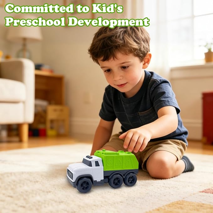 Aigitoy Toddler Car Toys for 1-3 Year Old, Green Recycling Truck, BPA Free, Phthalates Free, PVC, Recycled Plastic, Construction Truck, Kids Outdoor Toys, Christmas Birthday Gifts for Boys Girls