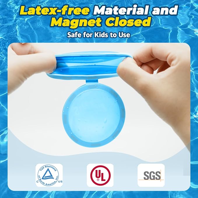 12 Pack Reusable Water Balloons for Kids, Magnetic Self-Sealing Water Balls, Refillable Silicone Pool Toys for Summer Outdoor Games, Ages 3+