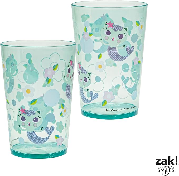 Zak Designs DreamWorks Gabby's Dollhouse Nesting Tumbler Set for At Home, 14.5oz Non-BPA Plastic Cups, 4-Pack (Gabby, Pandy Paws, Cakey Cat, Mercat, Kitty Fairy, Baby Box)