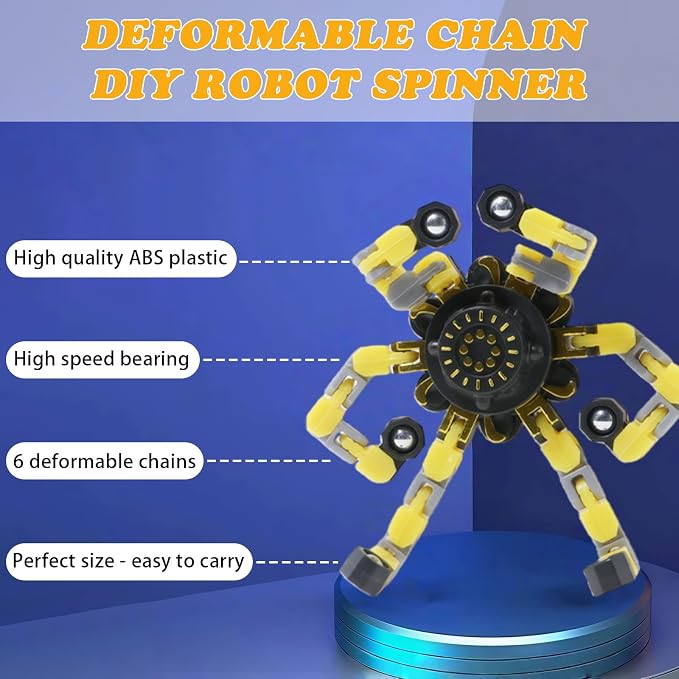 6Pcs Transformable Fidget Spinners Toys- Deformable Fingertip Gyro Stress Relief Sensory Toys, Easter Party Favors & Birthday Gifts for Kids Adults Boys Girls