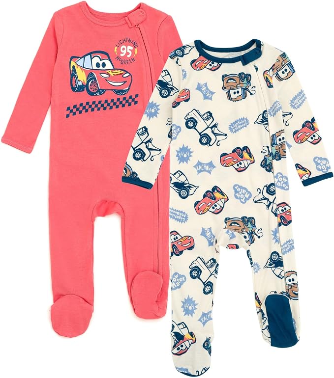 Disney Baby Boys' 2-Pack Footed One-Piece Sleep N' Play Newborn to Infant