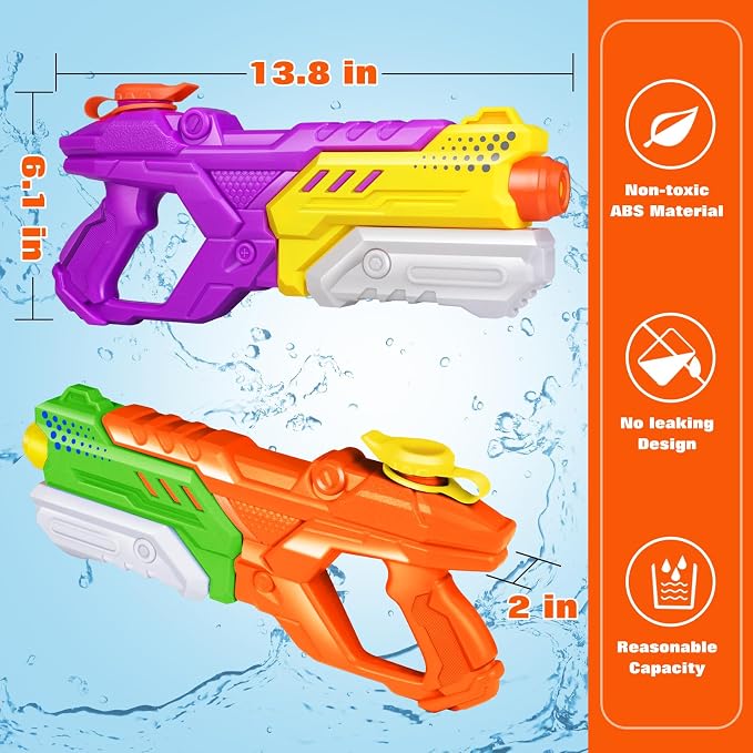 Quanquer Water Guns for Kids Adults - 600CC 3 Pack Super Squirt Water Toy Gun High Capacity Long Shooting Range Soaker Blaster for Swimming Pool Beach Outdoor Fighting Party(Orange, Pink, Purple)