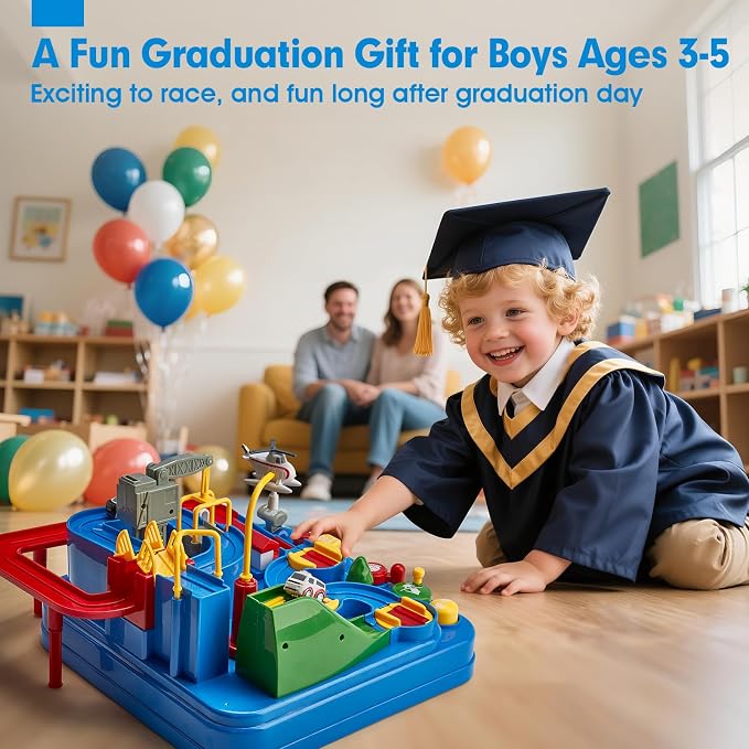Toys for 3 Year Old Boys - Stem Kids Toys Boys 3-5, Large Race Track, 3 Year Old Boy Gift, Car Toys Rescue Playset for 4 Year Boy Birthday Gift Educational Learning Thinking Motor Skill Montessori Toy