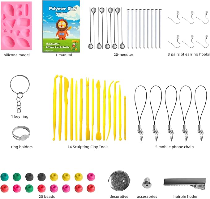 CiaraQ 51-Color Polymer Clay Oven Bake Modeling Kit for Kids & Artists | Non-sticky & non-toxic. 2.84 lb. With sculpting tools. Classroom & Home Use. Fun gift for Kids & artists. Ages 4+