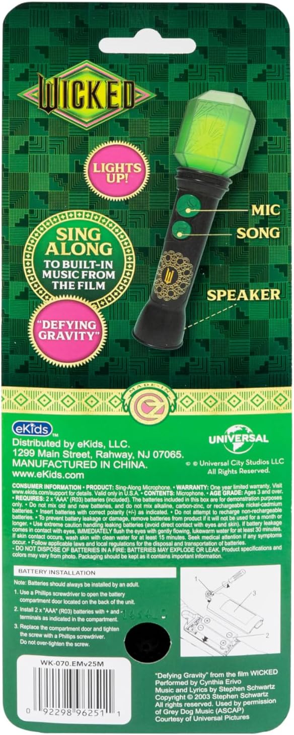 Wicked Toy Microphone for Kids, Includes Built-in Music and Lights, Ideal Toddler Toys (Wicked)