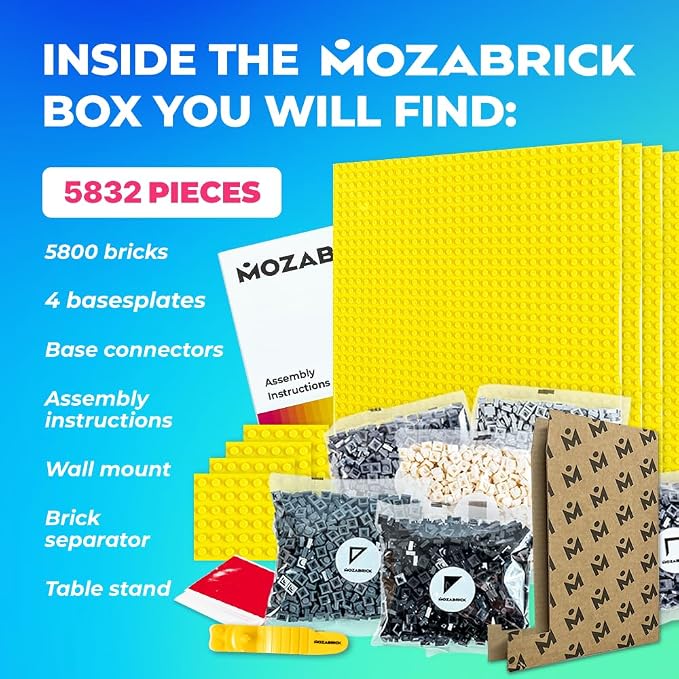 MOZABRICK Building Set Model S | Craft Kit for Adults |Custom Photo Mosaic that Turns Any Picture into a Pixel Art Made from Building Blocks | Personalized Wall Art and Original Gift