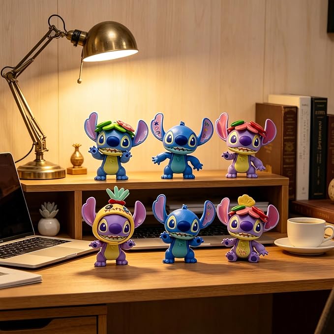 6Pcs Stitch Collectible Figures, Exquisite Model Ornaments, Creative Anime Peripheral Gifts for Fans