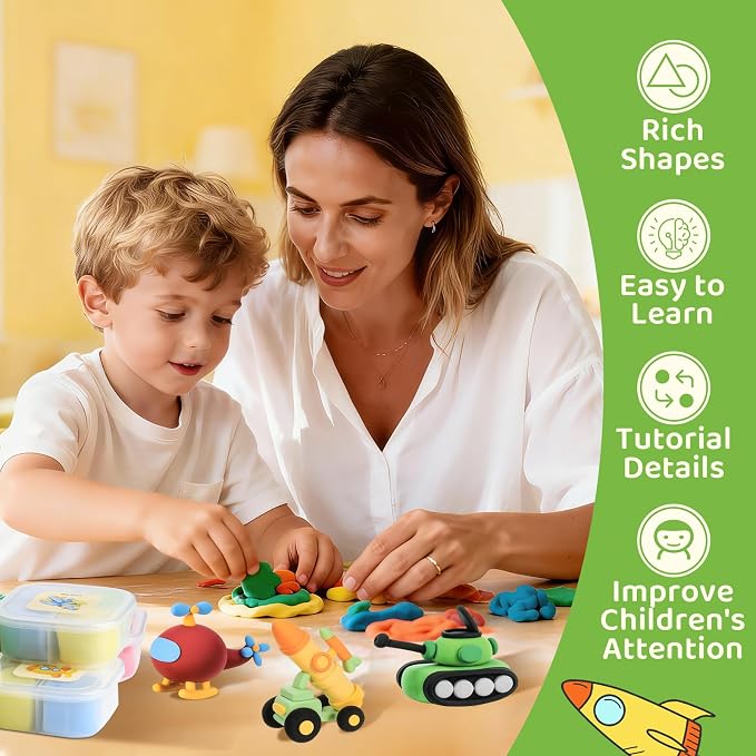 Both idea Air Dry Clay Kit, Camo Theme | 12 Packs, Non-Toxic Kids Gift | School & Party: Perfect for classroom art activities, birthday party favors, creative family DIY, and holiday celebrations.