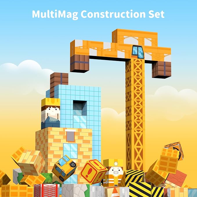 Magnetic Blocks Building Toys - 154PCS Magnet Building Blocks Set Construction Cubes STEM Sensory Stacking Kids Toys for Boys Girls