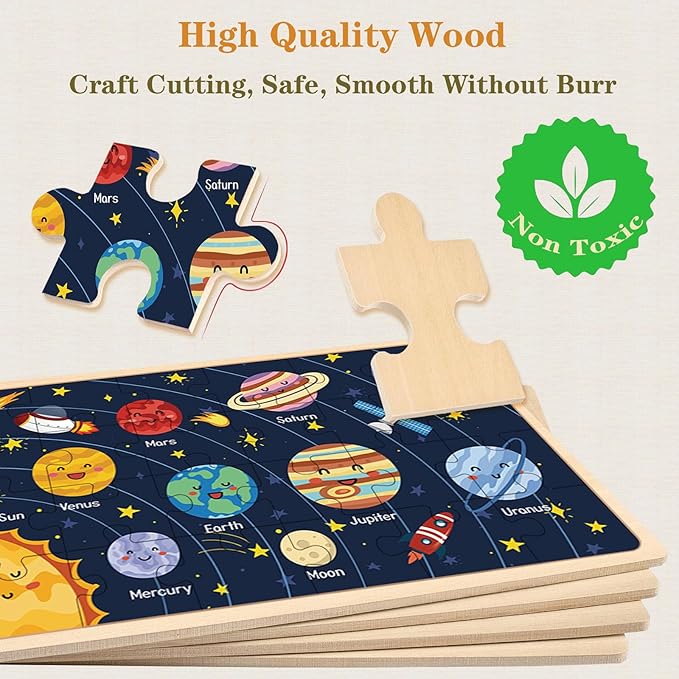 Puzzles for Kids Ages 4-6, 4 Packs 24 Piece Wooden Jigsaw Puzzles for Toddlers 3-5 Preschool Educational Puzzles Boards Toys Gifts for 3 4 5 6 Boys Girls