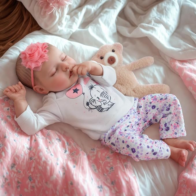 JIZHI Lifelike Reborn Baby Dolls Girl, 17 Inch Real Baby Doll Soft Body Realistic Newborn Vinyl Silicone Baby Doll Full Body Poseable Real Life Baby Dolls with Feeding Kit Gift Box for Kids Age 3+