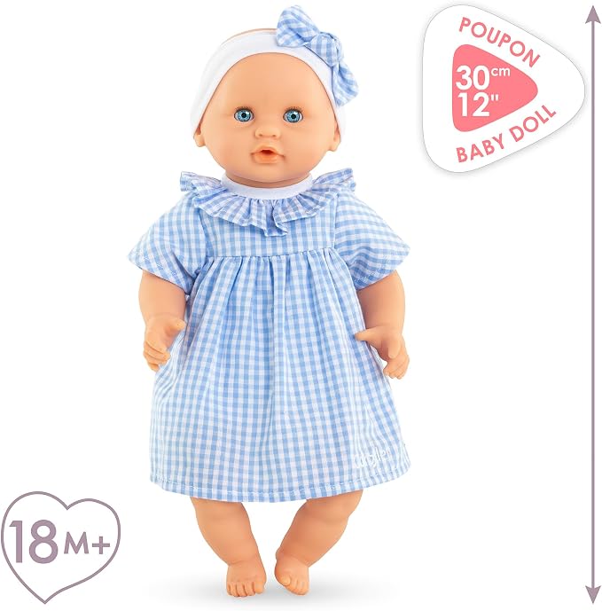 Corolle Premier Poupon Câlin - 12" Soft Baby Doll with Vanilla Scent, Pink Outfit & Sleeping Eyes for Girls Ages 18 Months+, Cute Reborn Realistic Baby Dolls for 2 Year Old Girls