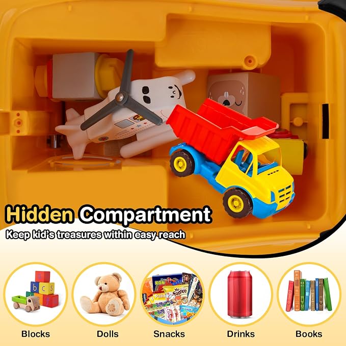 Costzon Ride On Bulldozer, Sit and Scoot Ride on Push Car for Toddlers with Helmet, Front Loader Shovel & Engine Sound, Under-seat Storage, Anti-Rollover Device, Kids Construction Truck, Gift