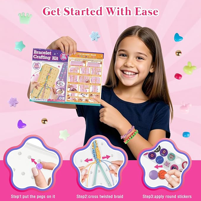 TingingYuli Friendship Bracelet Making Kit for Girls Ages 8-12, DIY String Bracelet Maker with 3-Layer Storage Box, Jewelry Making Kit Arts and Crafts Toy Gift for Kids Ages 6-12