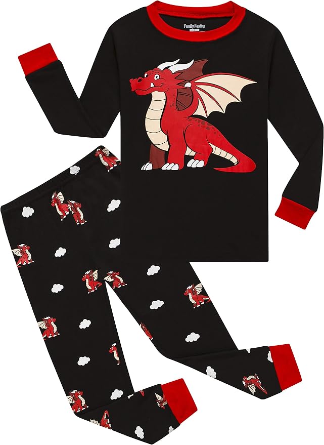 Family Feeling Kids & Toddler Boys Pajamas 2 Piece Pjs Set 100% Cotton Sleepwear