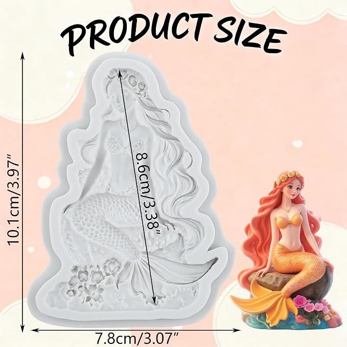 Mermaid Polymer Clay Mold Mermaid Girl Silicone Molds for DIY Crafts Epoxy Resin Casting Polymer Clay Tools Craft Air Dry Jewelry Making
