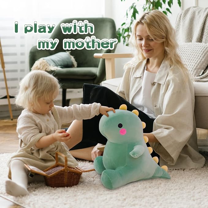 DUANMUL Cute Dinosaur Plush Toys, Fat Dinosaur Stuffed Animals Toys Dolls, Dinosaur Plush Toy Soft Stuffed Animal Dino Plushies Doll Cute Birthday Gifts for Kids Girls Boys (Green,19in)