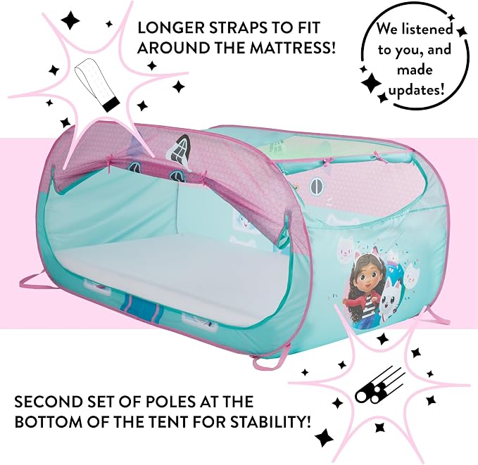 Gabby’s Dollhouse 2-in-1 Kids Pop-Up Play Tent and Twin Bed Tent, Indoor Playhouse for Pretend & Imaginative Play