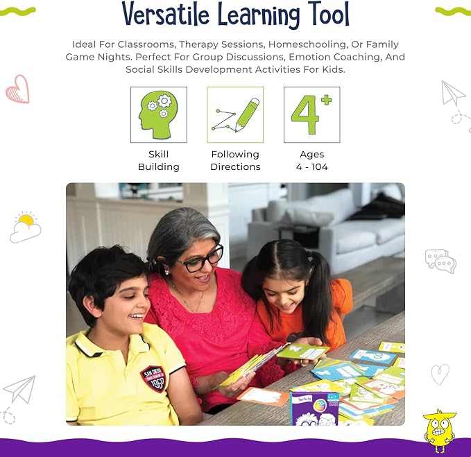 Open The Joy Let's Talk Conversation Starter Cards for Kids | 100+ Prompts & Questions to Build Emotional Intelligence, Communication, and Social Skills | Fun Family & Classroom Game | Ages 4+