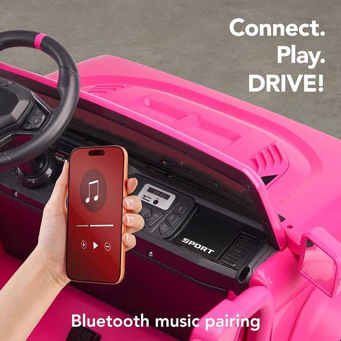 Best Choice Products Kids 24V 2-Seater Electric Ride On Car Truck w/ 132lb Weight Capacity, Parent Control, Bluetooth, LED Lights - Ultimate Pink