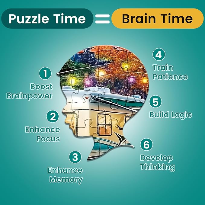 300 Piece Puzzle for Adult,Fall RV Camping Puzzle for Kids Adults Seniors,Jigsaw Puzzle with Moon Campfire Night for Kids Ages 8-10 10-12,Challenging Family Game Gifts for Friends Men Women,20.5*15In