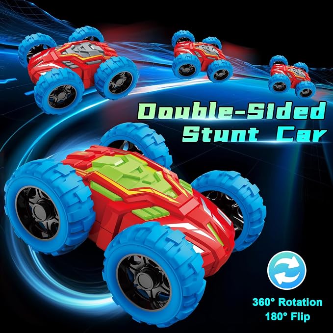 Toddlers Car Toys for 2-3, Toys Cars for Ages 2-4, Double-Sided Monster Truck Toys, Stunt Push and Go Friction Cars, 3 Year Old Boy Toys, Toy Cars for 2 3 4 5 6 Year Old Boy Christmas Birthday Gift