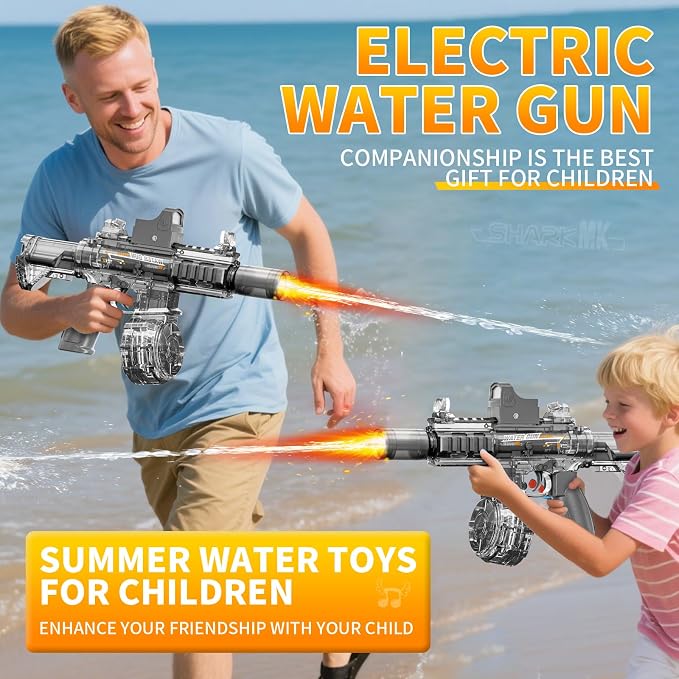 Electric Water Gun for Kids and Toddlers 3+,Rechargeable,Automatic Squirt Watergun with LED,Pool Party Toys ideal Gift for Summer Fight Shot Game,Long Range,Spray Electric Water Guns (Small,Mini M416)