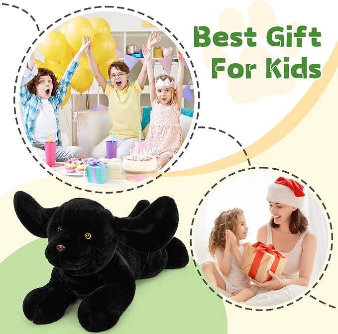 BENINY Giant Black Lab Stuffed Animal 31.5 Inch, Big Realistic Stuffed Labrador Dog Plush Toy, Puppy Throw Pillow Gift for Kids
