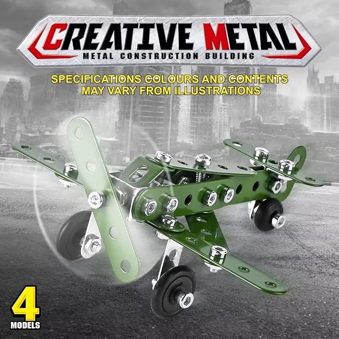 Ferthor Fun Metal Building Military Series Assembly Toys,Small Construction Set for Kids Ages 4-8, Military Toys for Boys Age 8-12,STEM Toy Gifts for Model Army Kit(166pcs No Motor)