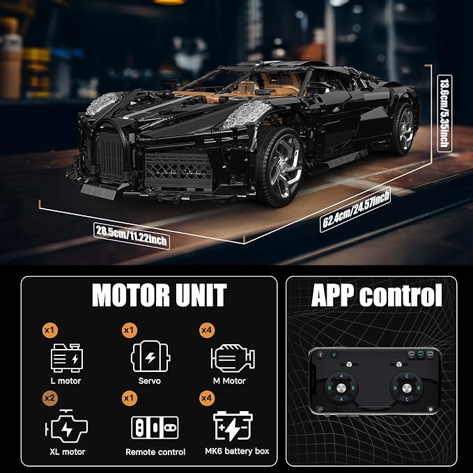 Mould King 13163 MOC Sports Car Building Kits, Remote/APP Control 4688 Pieces Super Car Model Block Sets, Collectible Set for Adults, Christmas and Birthday Gifts
