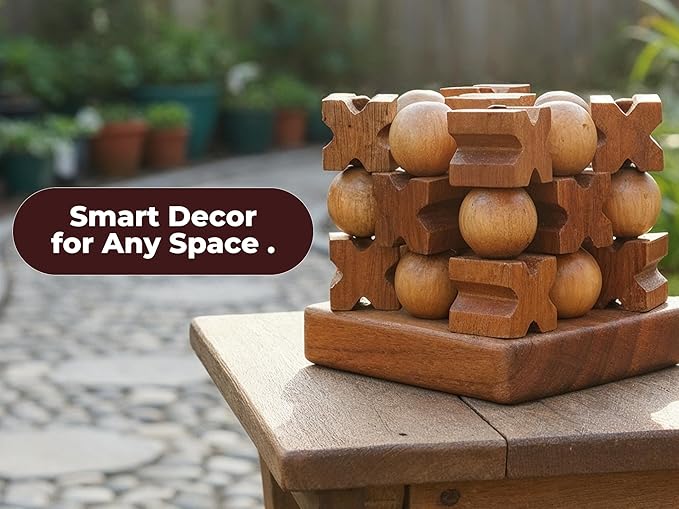 BSIRI 3D Wooden Tic Tac Toe Rustic Coffee Table Decor Unique Gifts for Special Occasions Fun for Adults in Strategic Game Night Family Games